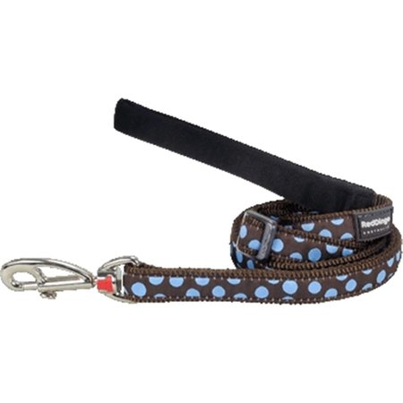 RED DINGO Dog Lead Design Blue Dots on Brown, Medium RE437200